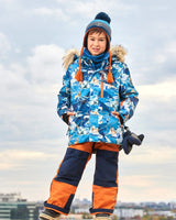 Two Piece Snowsuit Burnt Orange With Printed Animals And Glaciers | Deux par Deux | Jenni Kidz