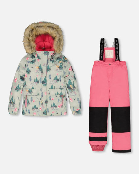 Two Piece Snowsuit Candy Pink Printed Deer | Deux par Deux | Jenni Kidz