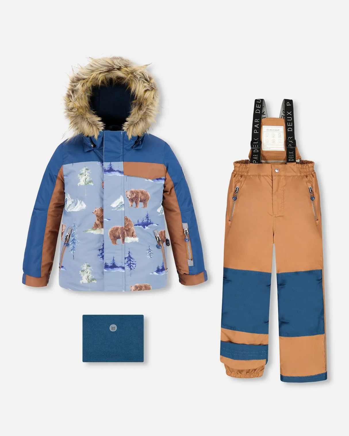 Two Piece Snowsuit Chocolate With Bear Print | Deux par Deux | Jenni Kidz