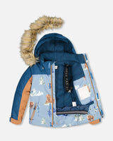 Two Piece Snowsuit Chocolate With Bear Print | Deux par Deux | Jenni Kidz