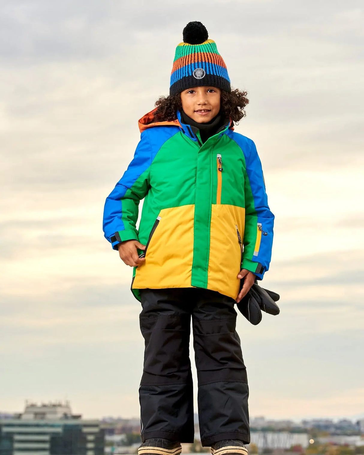 Two Piece Snowsuit Colorblock Royal Blue, Green, Yellow And Orange | Deux par Deux | Jenni Kidz