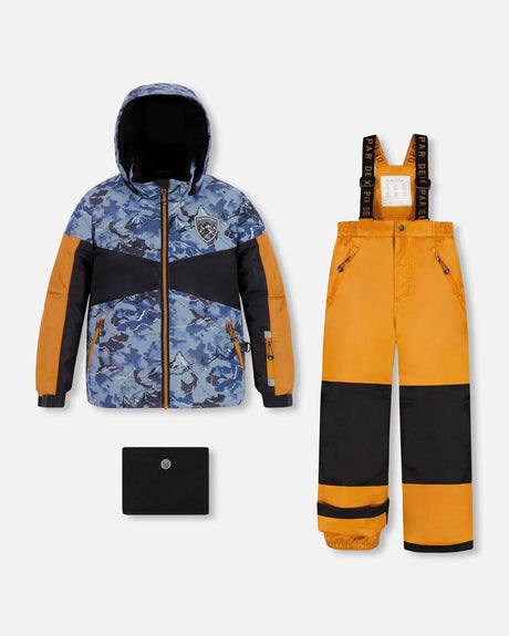 Two Piece Snowsuit Golden Oak With Mountain Print | Deux par Deux | Jenni Kidz