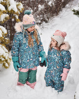 Two Piece Snowsuit Silver Pink Printed Woodland Animals | Deux par Deux | Jenni Kidz