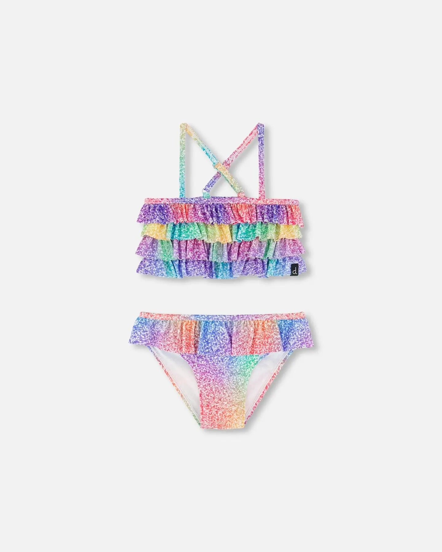 Kids Swimsuits  Girls Gradient Rainbow Flutter Two-Piece Swimsuit