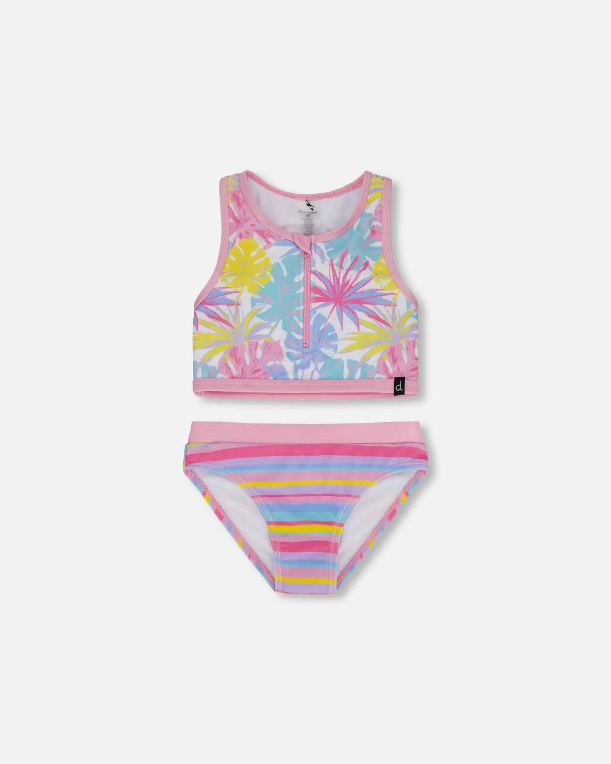Two Piece Swimsuit Palm Leaf Pastel Print | Deux par Deux | Jenni Kidz