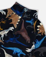 Two-Piece Thermal Underwear Seat Black Dinosaur Print | Deux par Deux | Jenni Kidz