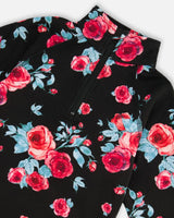 Two Piece Thermal Underwear Set Black Printed Roses | Deux par Deux | Jenni Kidz