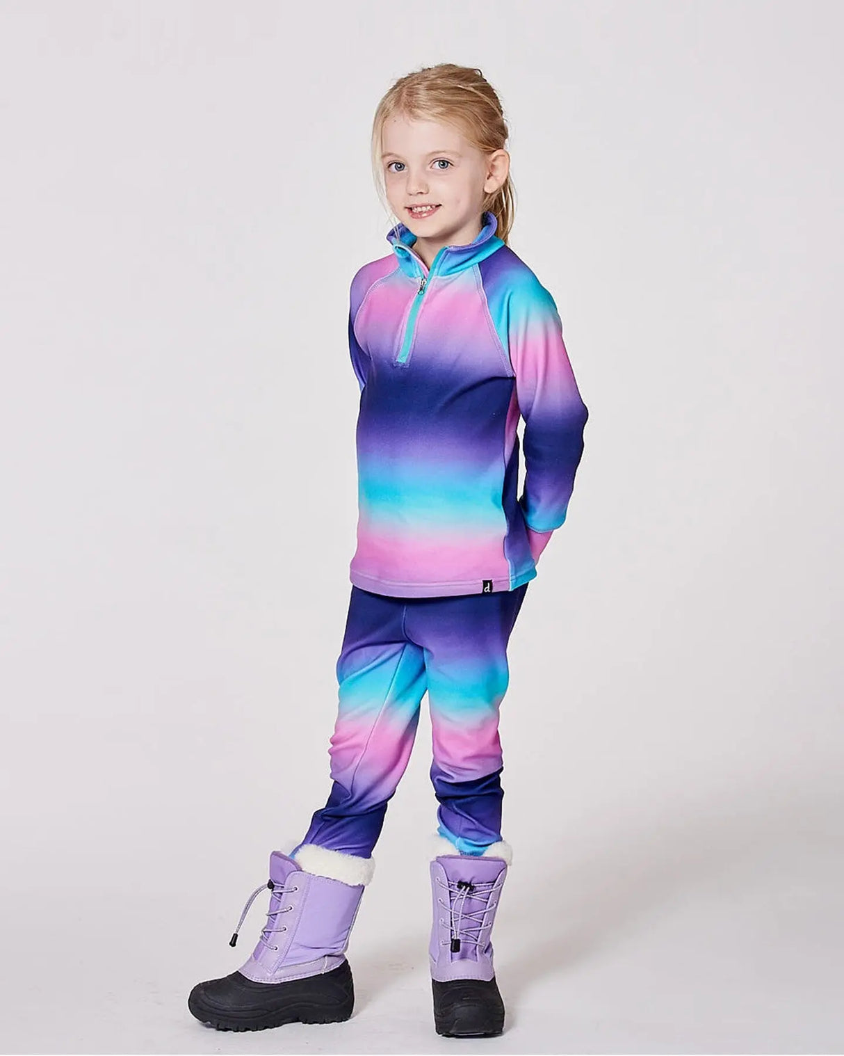 Two-Piece Thermal Underwear Set Purple Gradient | Deux par Deux | Jenni Kidz