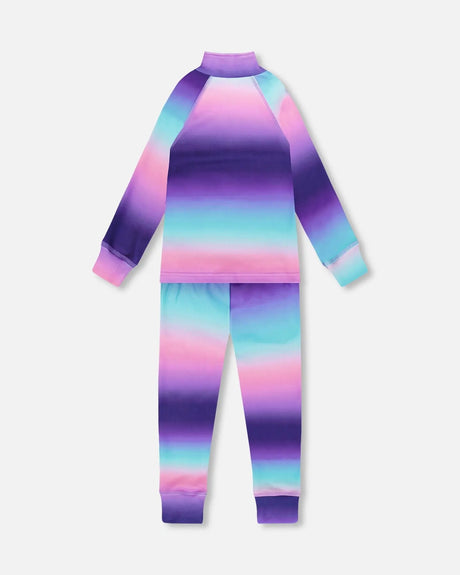 Two-Piece Thermal Underwear Set Purple Gradient | Deux par Deux | Jenni Kidz