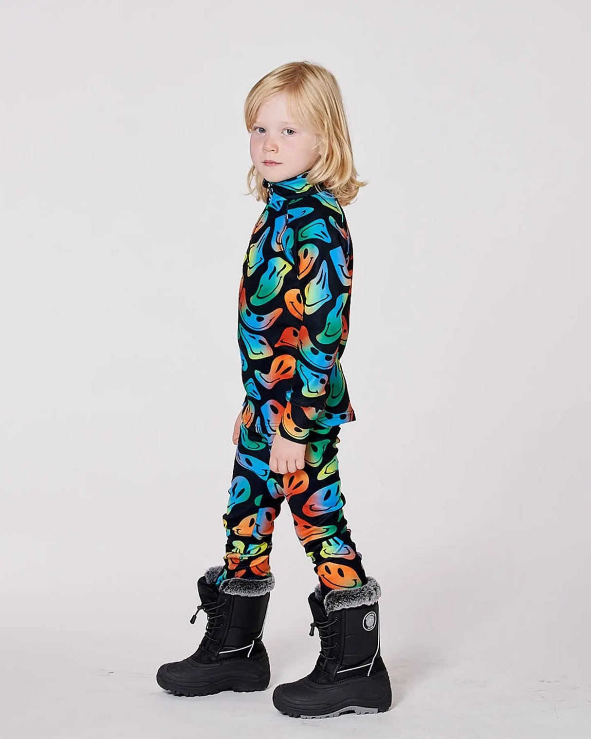 Two-Piece Thermal Underwear Set Smiley Face Boy | Deux par Deux | Jenni Kidz