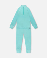 Two-Piece Thermal Underwear Set Turquoise Blue | Deux par Deux | Jenni Kidz