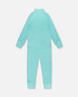 Two-Piece Thermal Underwear Set Turquoise Blue | Deux par Deux | Jenni Kidz