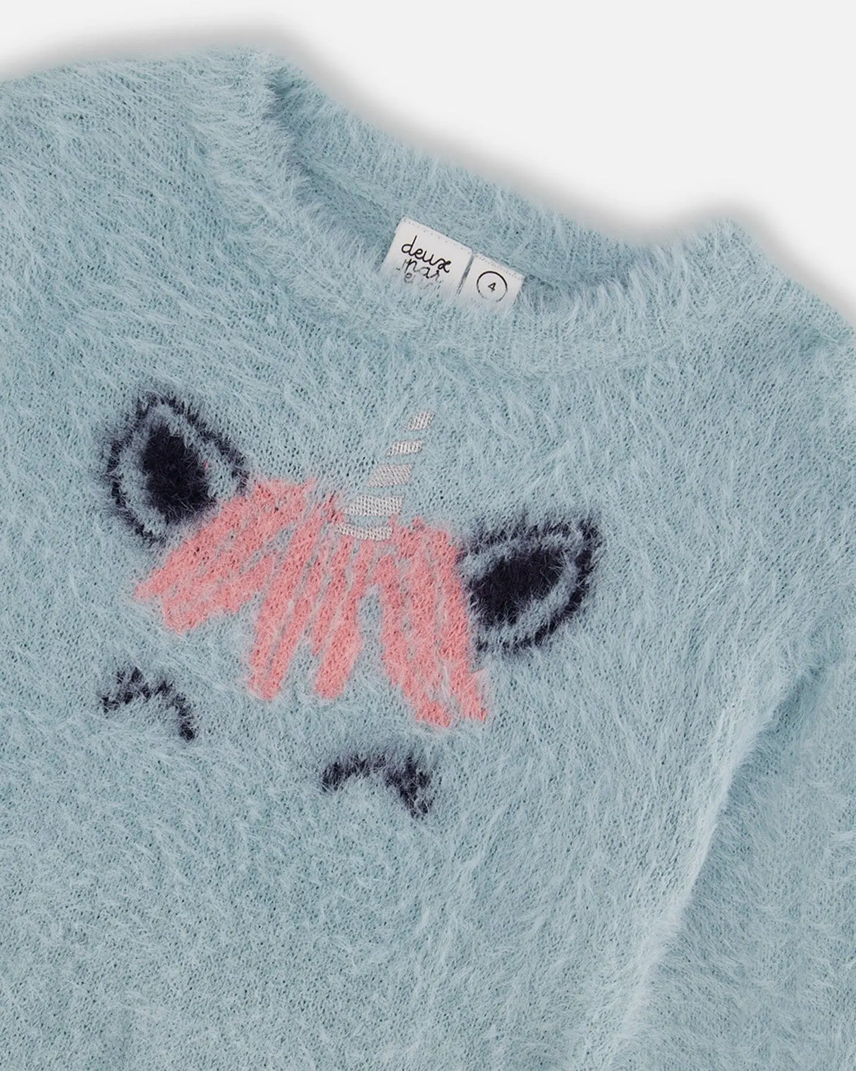 Unicorn Sweater Hairy Knit Turquoise | Deux par Deux | Jenni Kidz
