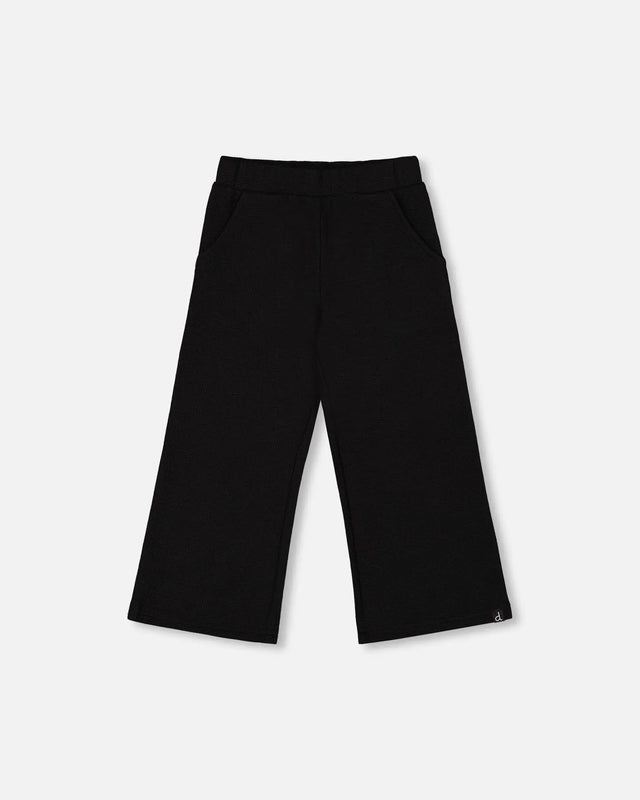 Waffle Flare Leg Pants Black | Deux par Deux | Jenni Kidz