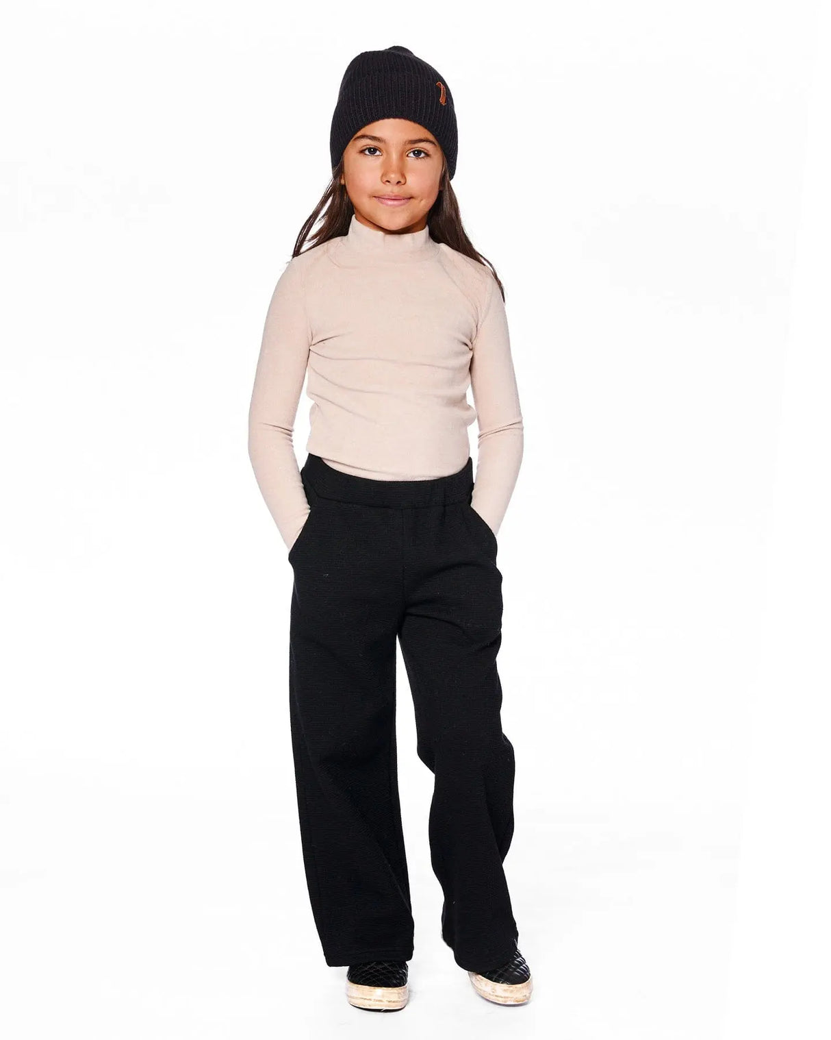 Waffle Flare Leg Pants Black | Deux par Deux | Jenni Kidz