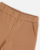 Waffle Flare Leg Pants Caramel Brown | Deux par Deux | Jenni Kidz
