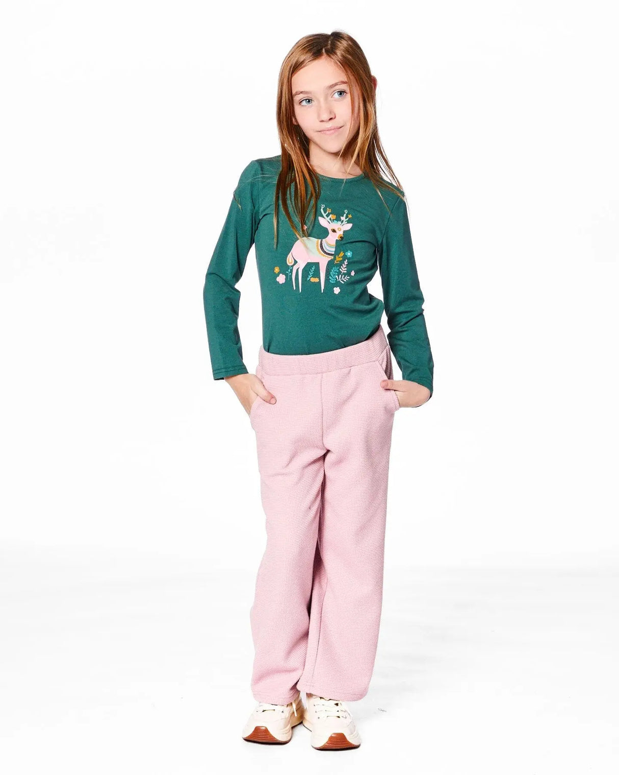 Waffle Flare Leg Pants Dusty Pink | Deux par Deux | Jenni Kidz