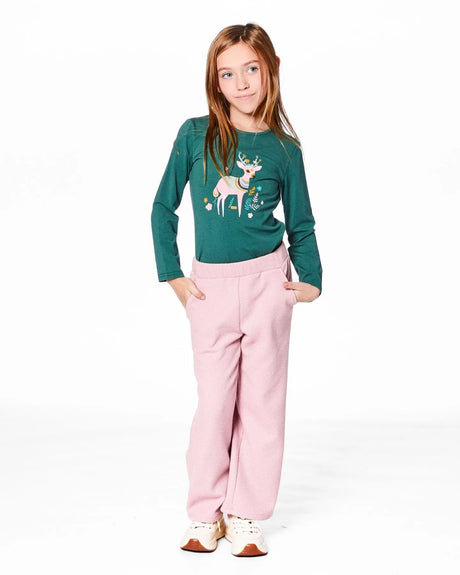 Waffle Flare Leg Pants Dusty Pink | Deux par Deux | Jenni Kidz