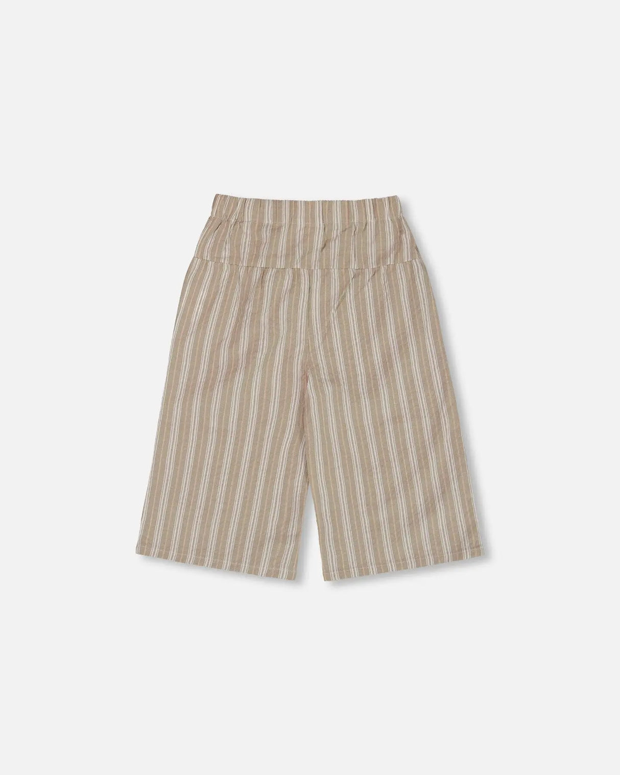 Wide Leg Capri Linen Pant White And Sage Striped | Deux par Deux | Jenni Kidz