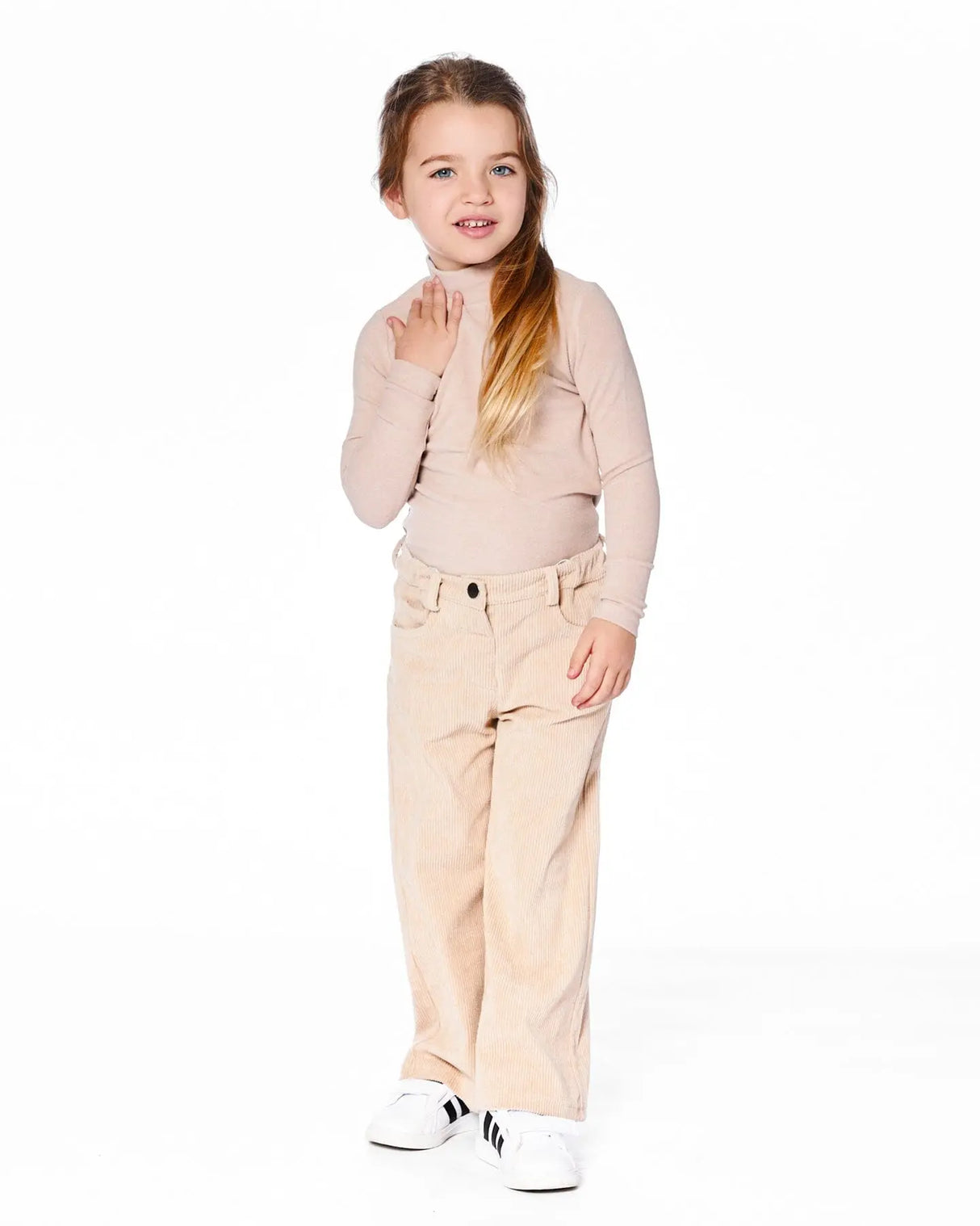 Wide Leg Corduroy Pants Beige | Deux par Deux | Jenni Kidz