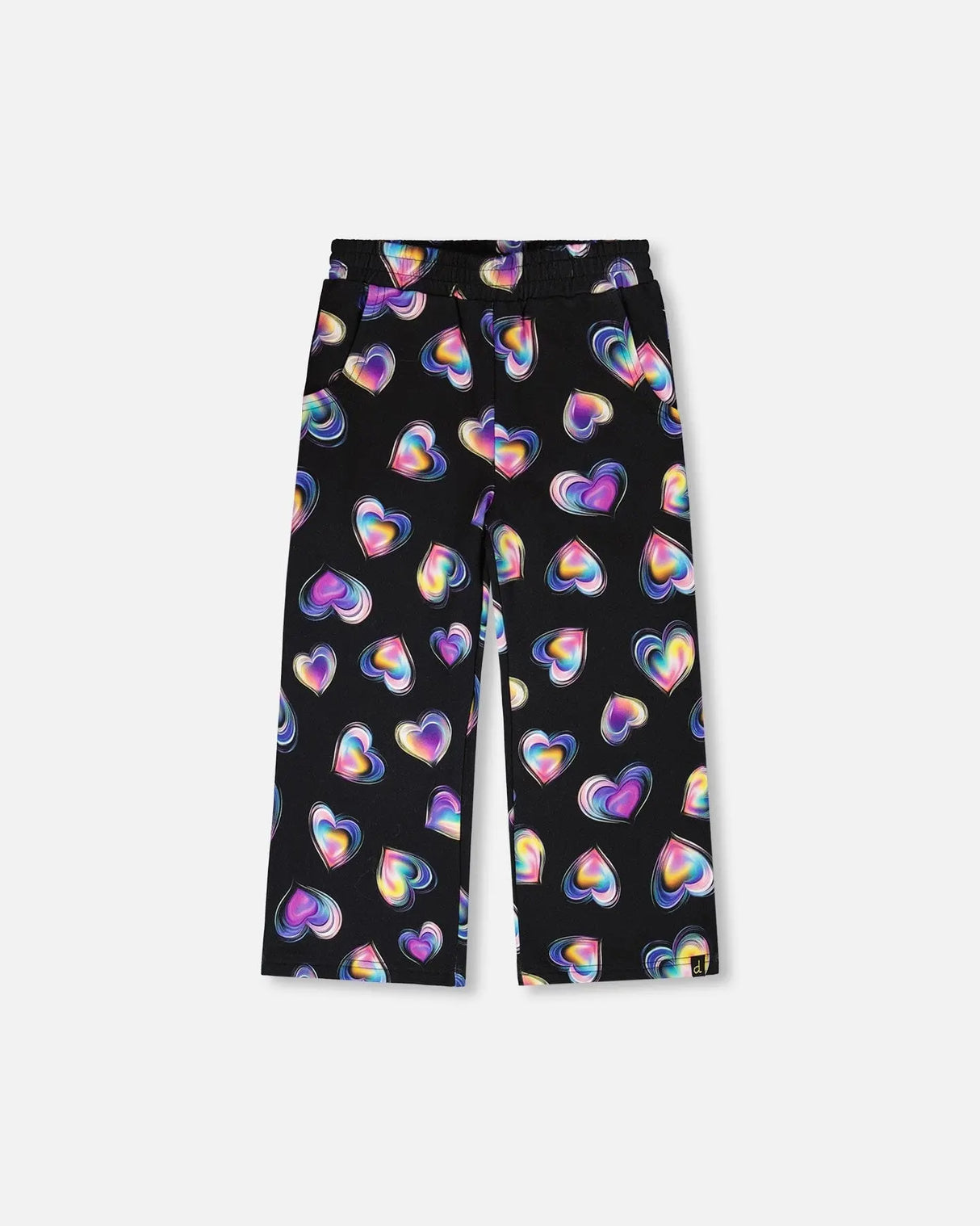 Wide Leg Fleece Pants Black And Multicolor | Deux par Deux | Jenni Kidz