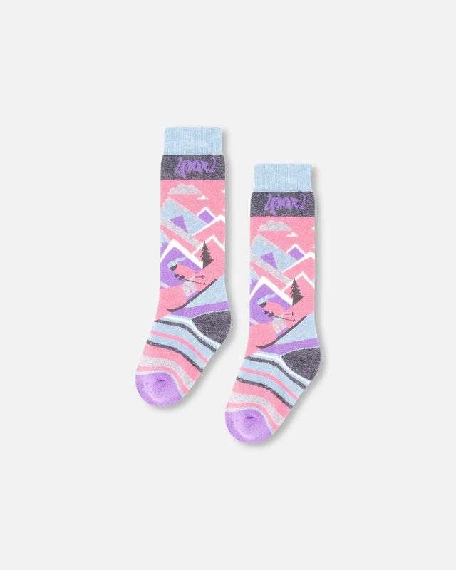 Winter Ski Socks With Merino Wool Pink | Deux par Deux | Jenni Kidz