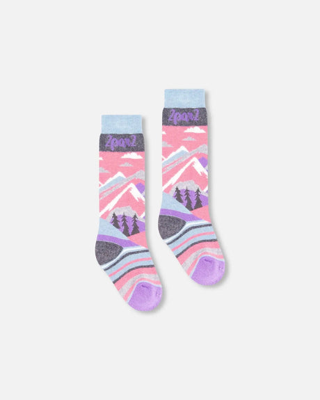 Winter Ski Socks With Merino Wool Pink | Deux par Deux | Jenni Kidz