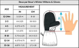 Deux par Deux winter mittens and gloves size chart by age with hand measurements