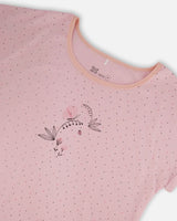 Women'S Printed Organic Cotton Two-Piece Pajama Set Small Pink Flowers On Pale Pink Background | Deux par Deux | Jenni Kidz