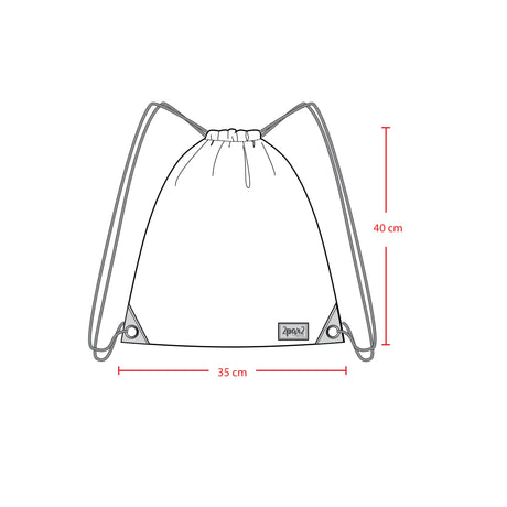 Drawstring Bag Black Printed With Hearts-3