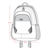 Product diagram of 17L little kids backpack showing size proportions and storage layout.