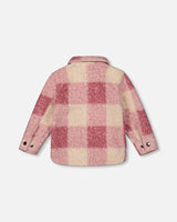 Zipped Plaid Overshirt Off-White And Pink | Deux par Deux | Jenni Kidz