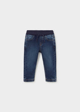 Mayoral baby girl denim jogger pants in Dark Denim, sizes 6M-4Y – product view 1