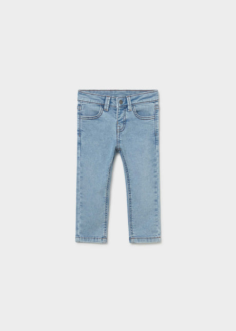 Mayoral baby boy Light Blue slim fit jeans with cotton-rich stretch denim and classic long trouser shape.
