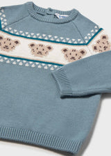 Mayoral baby teddy bear jacquard sweater in Arctic, sizes 9M-4Y – product view 4