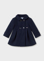 Navy double-breasted coat with round collar and flared shape, Mayoral baby girl