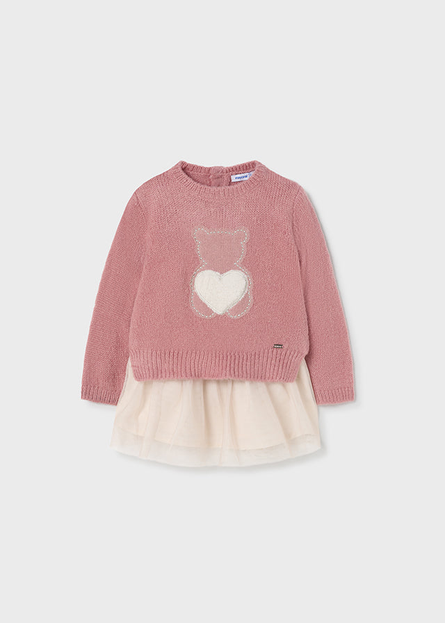 Dress Combined With Baby Knitted Sweater Girl | Mayoral - Jenni Kidz