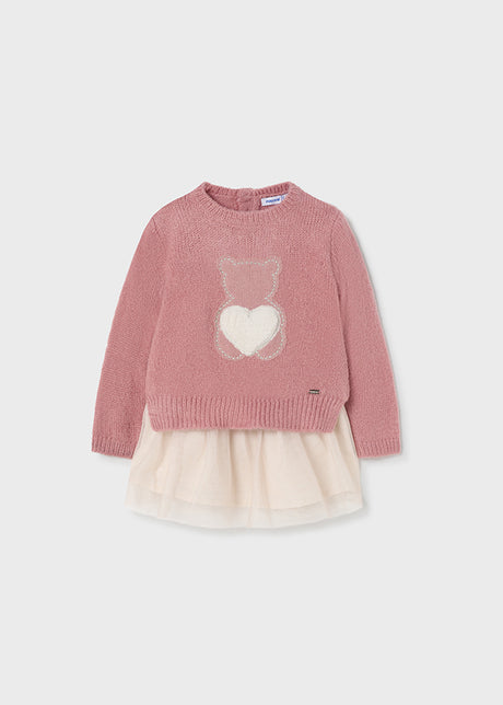 Dress Combined With Baby Knitted Sweater Girl | Mayoral - Jenni Kidz
