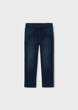Mayoral boys pull-on jeans in Dark Blue cotton-rich stretch denim for school and everyday outfits.