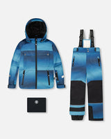 Deux par Deux teal gradient snowsuit – jacket and pants front view
