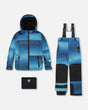 Deux par Deux teal gradient snowsuit – jacket and pants front view