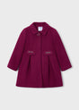 Raspberry collared coat with buckle-style waist tabs, Mayoral girls