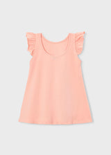 Back view of Mayoral girls Mandarin Orange cotton stretch knit dress