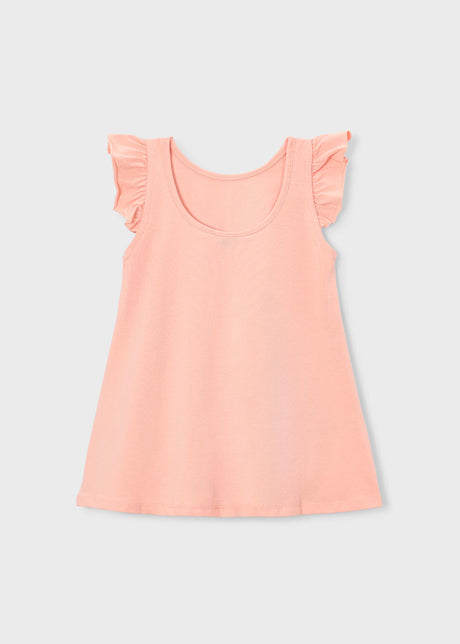 Back view of Mayoral girls Mandarin Orange cotton stretch knit dress