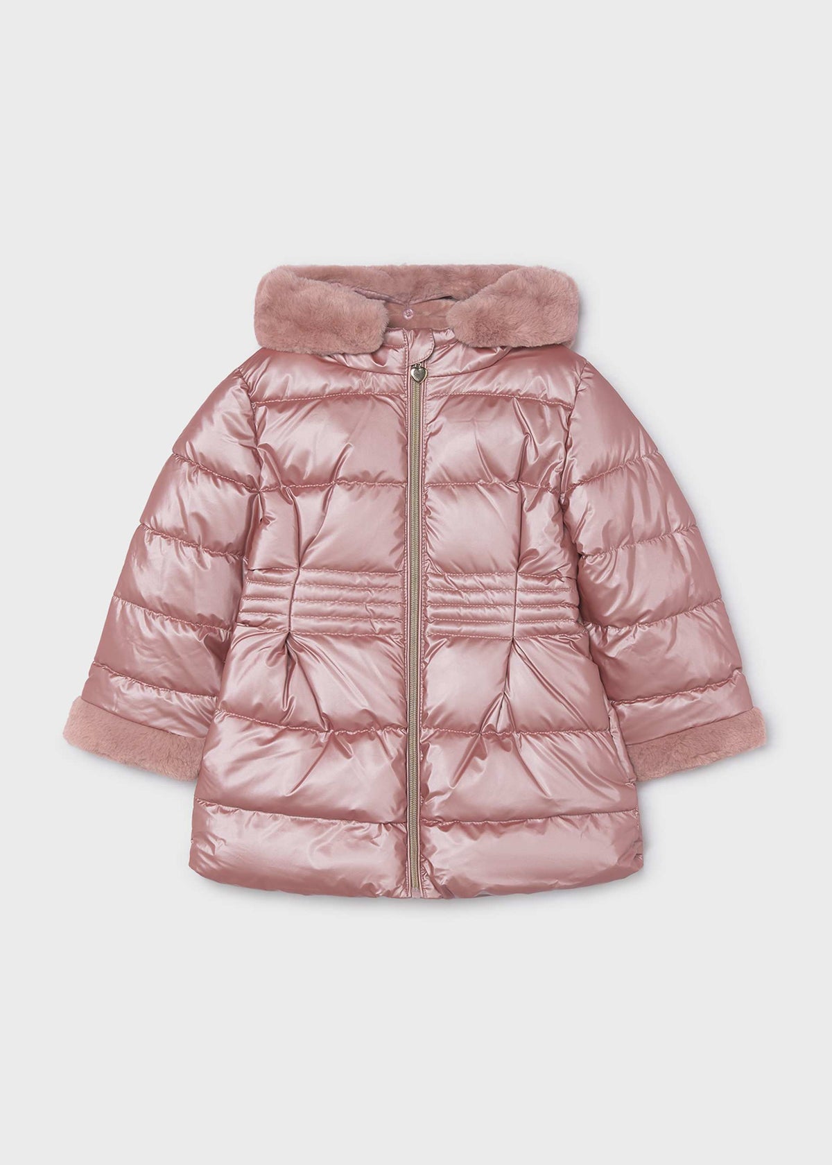 Girl Metallic Faux Fur Puffer Jacket| Mayoral