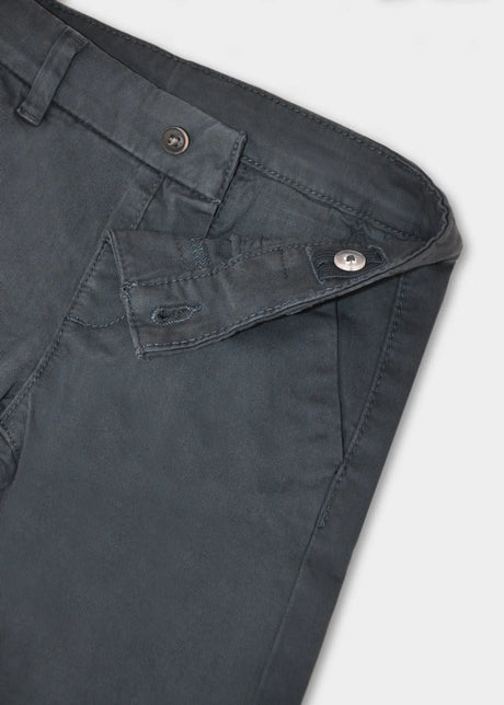 Close-up waist on Mayoral baby chinos, press-stud closure and inner button adjusters