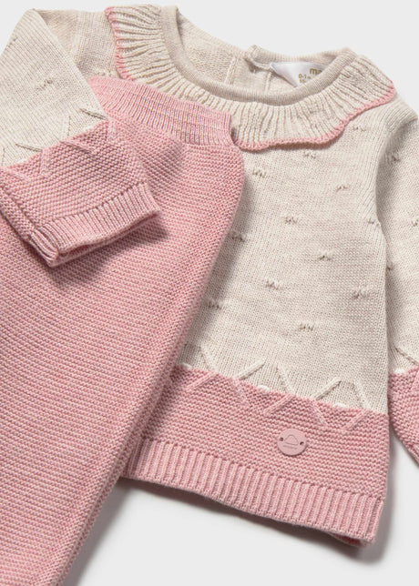 Mayoral newborn 3-piece knit set in Rosa Baby Vigore, sizes 2-18M – product view 4