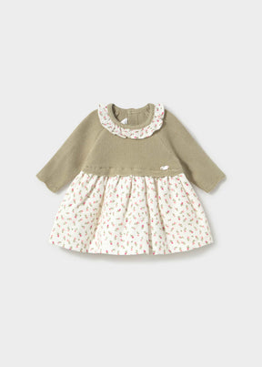 Mayoral newborn girl knit dress in Bay Leaf, sizes 2-18M – product view 1