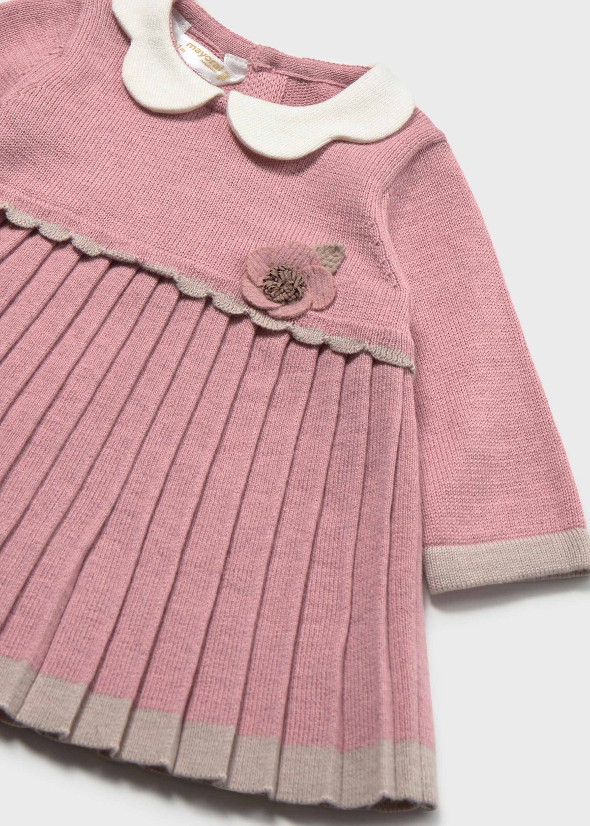 Mayoral newborn girl knit dress in Cipria, sizes 2-18M – product view 3