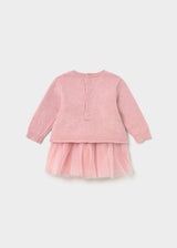 Mayoral newborn girl knit flower dress in Rosa Baby Vigore, sizes 2-18M – product view 2